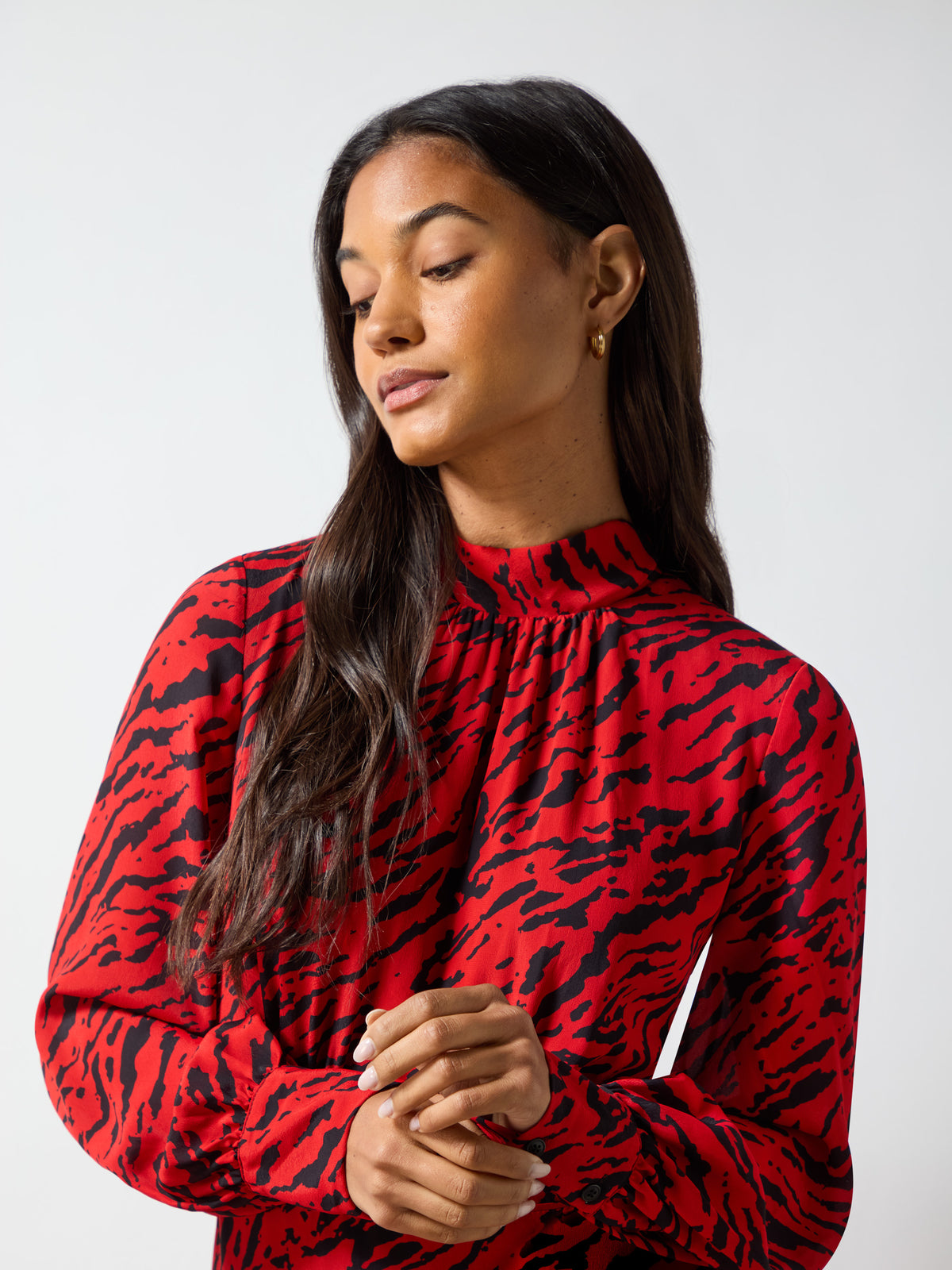 Red Zebra Print Tie Back Midi Dress