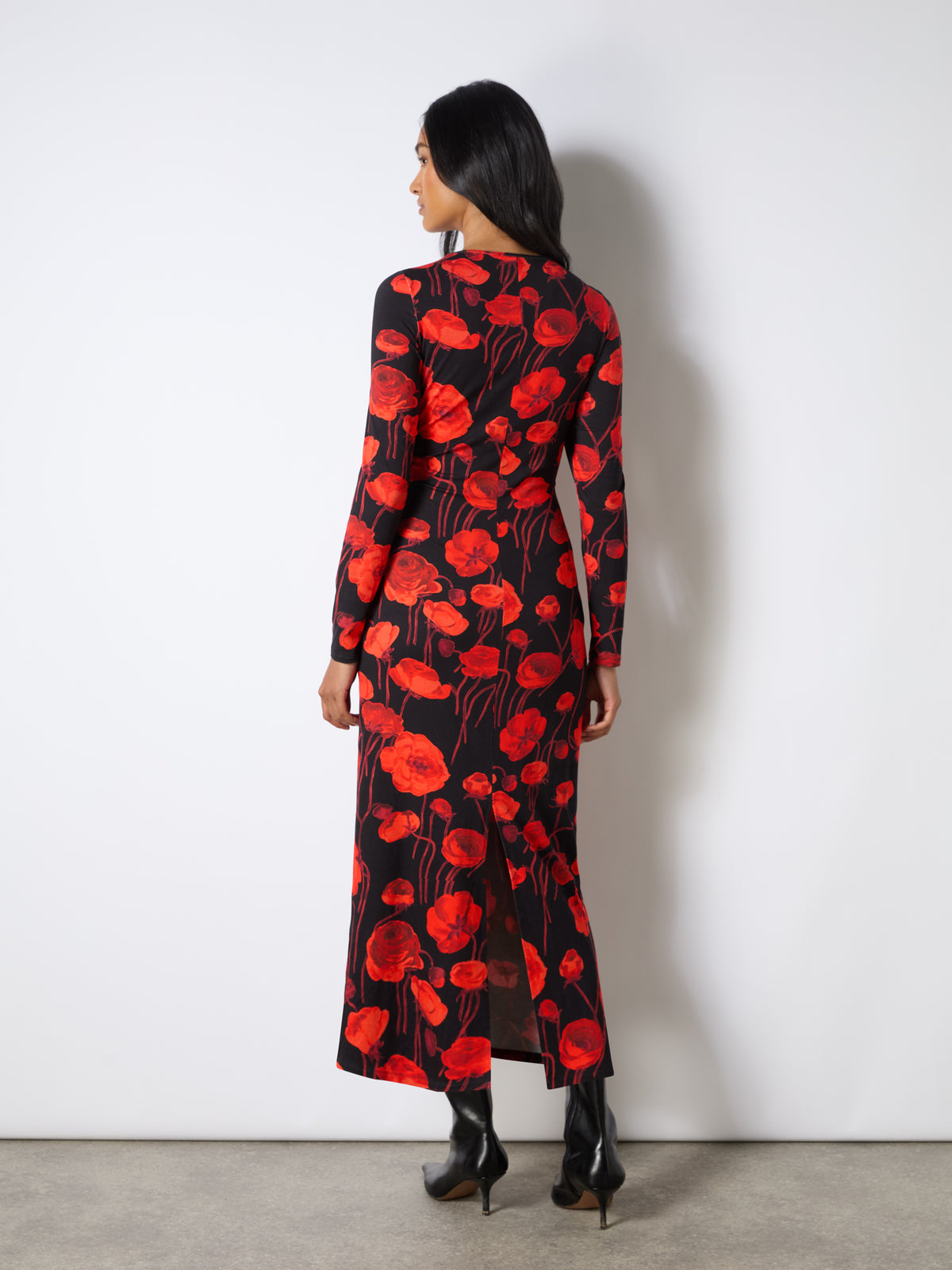 Red Floral Print Jersey Dress