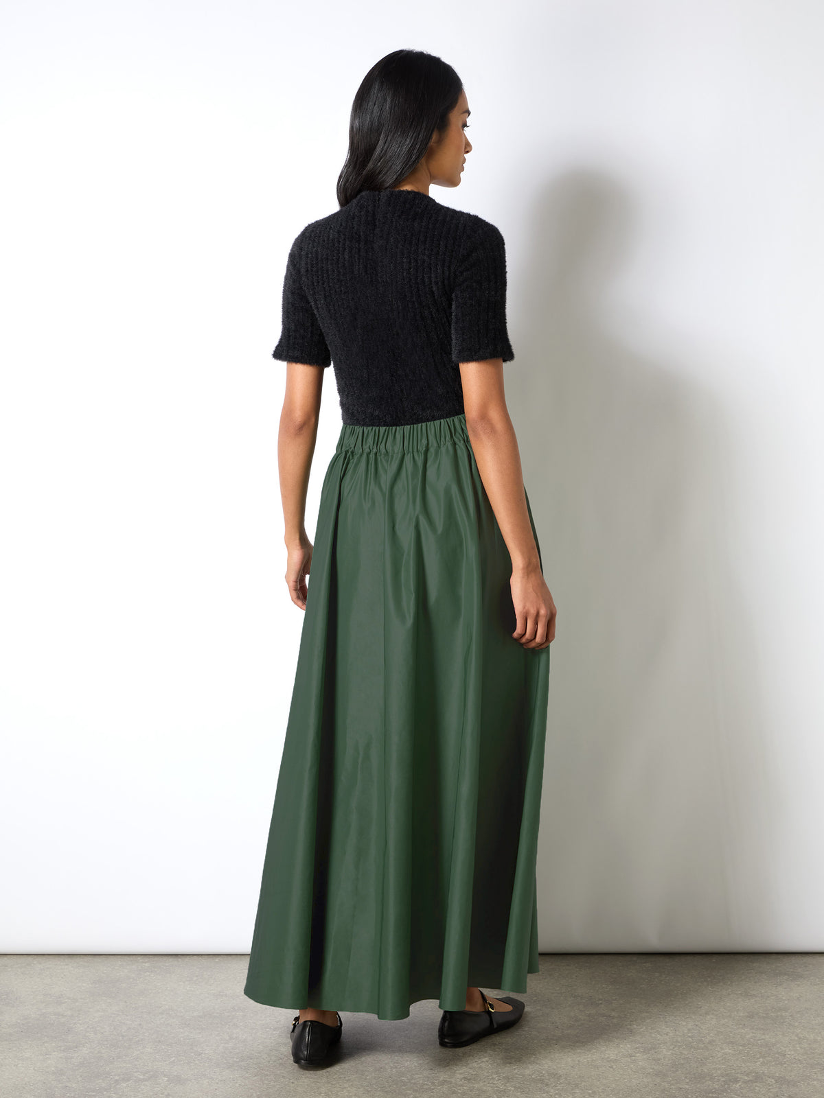 Petite Green Full Maxi Skirt