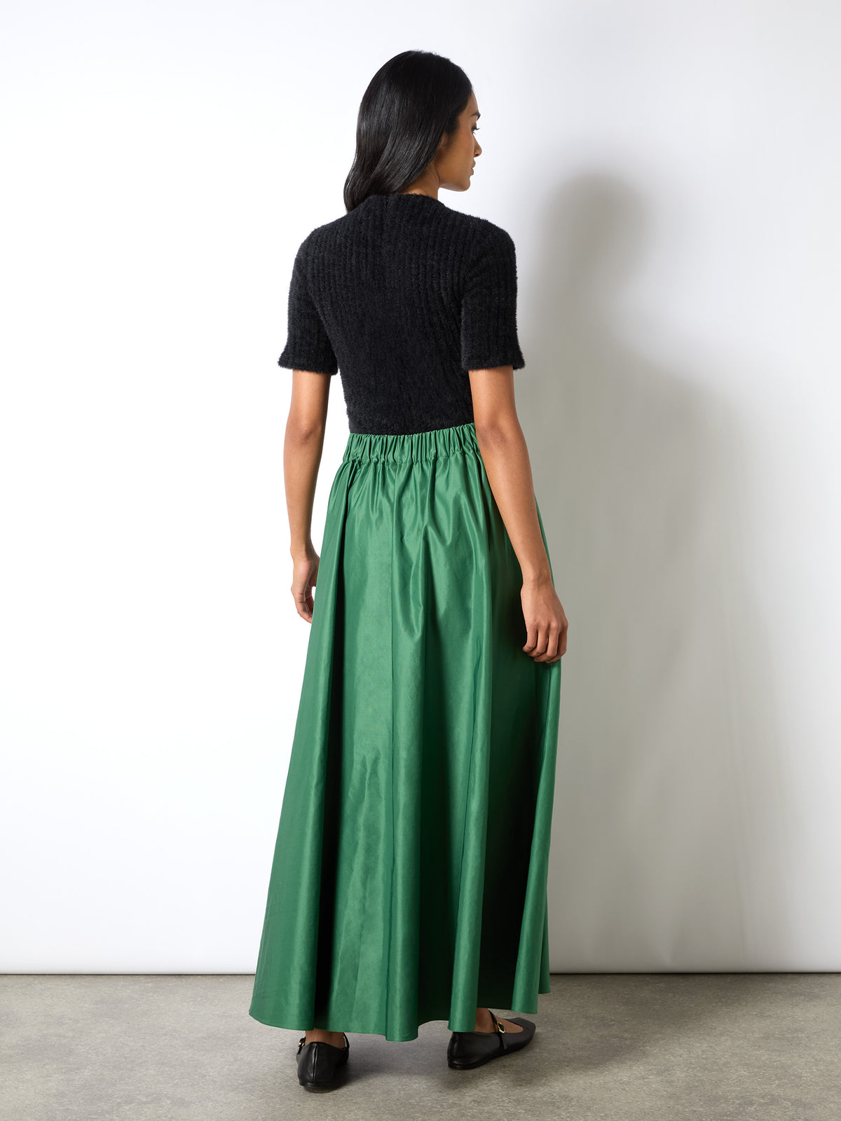 Petite Green Full Maxi Skirt