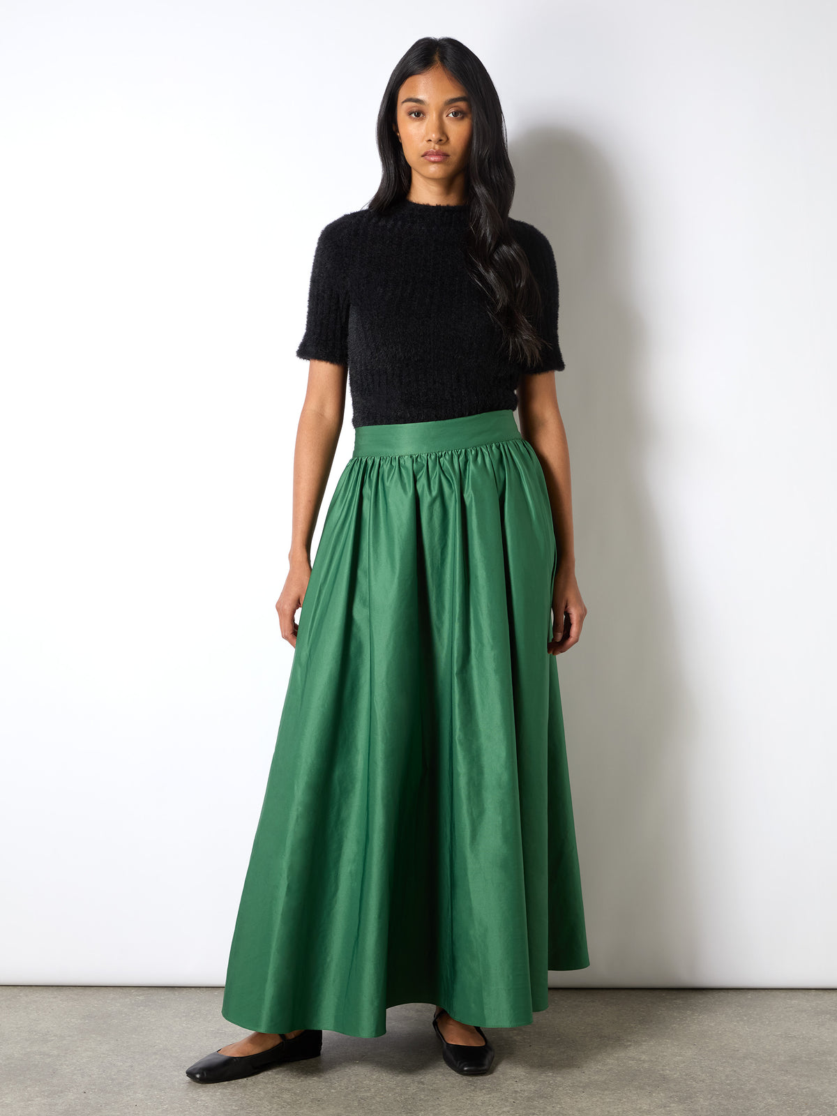 Petite Green Full Maxi Skirt