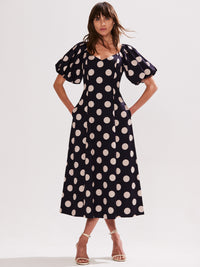 Yasmin Ink Spot Puff Sleeve Dress