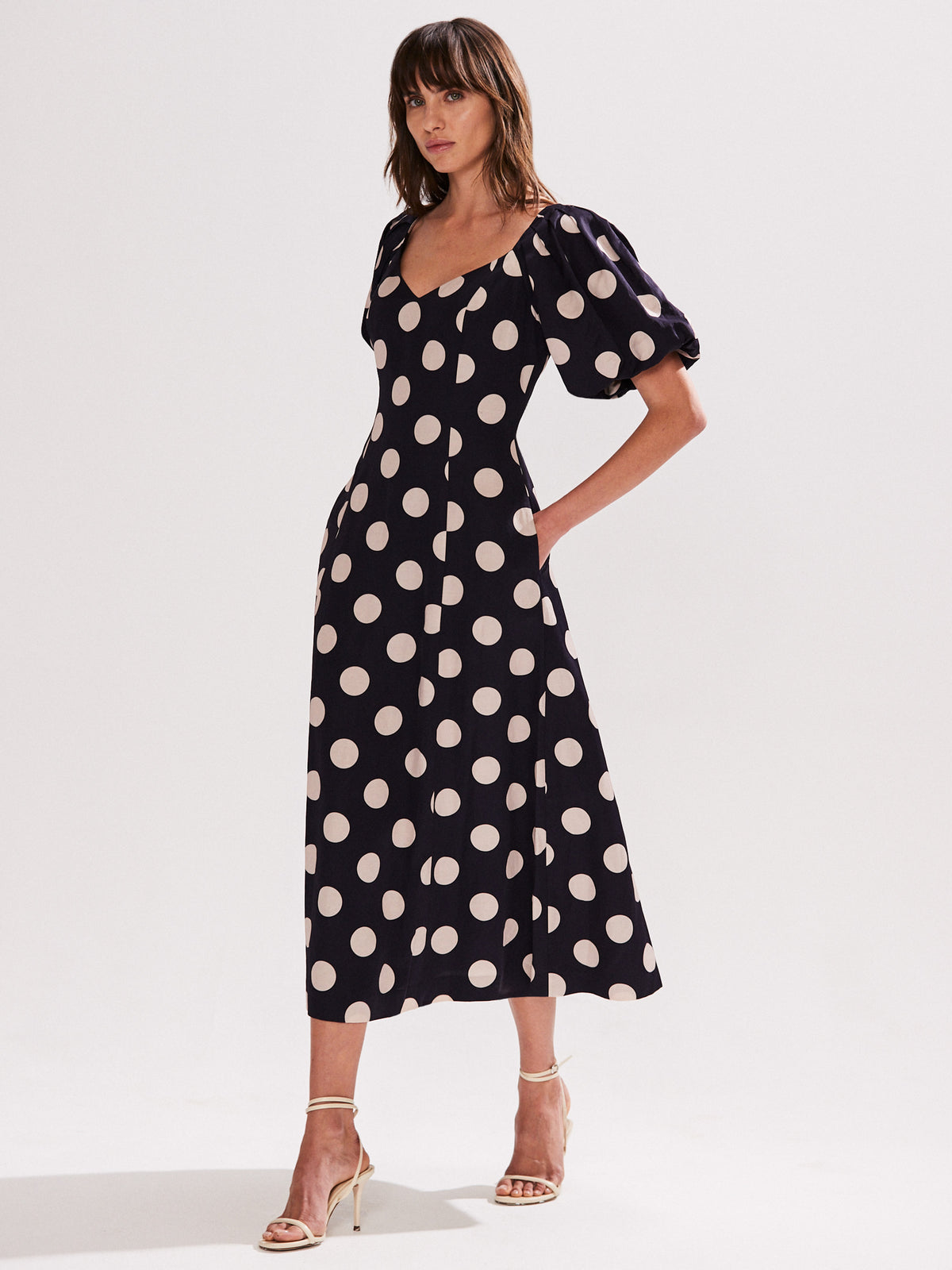 Yasmin Ink Spot Puff Sleeve Dress