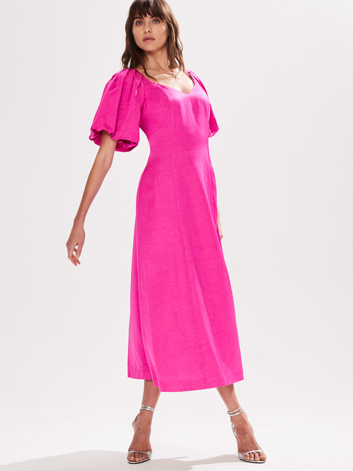 Yasmin Pink Puff Sleeve Dress