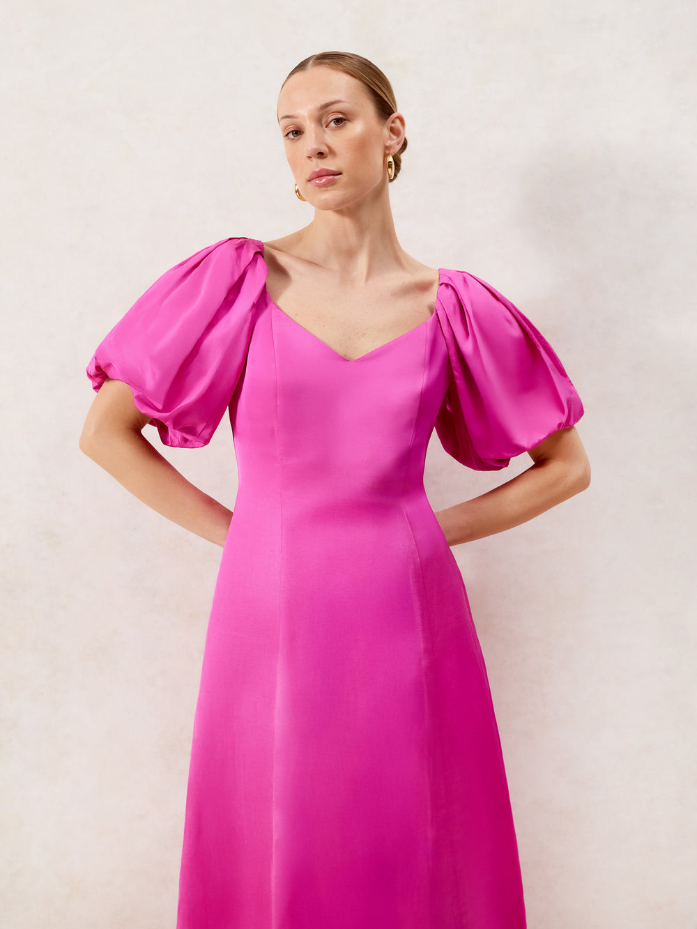 pink puff sleeve dress Pink Floral Puff Sleeve Dress - Maxi Dresses