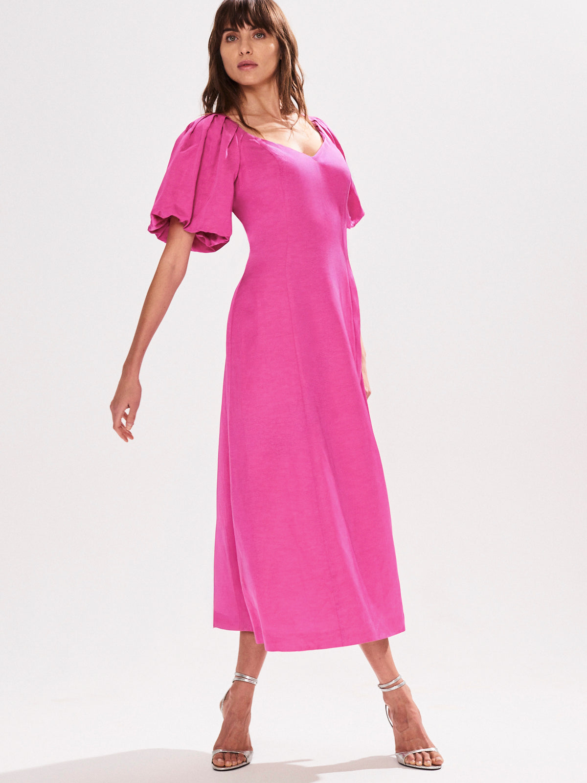 Yasmin Pink Puff Sleeve Dress