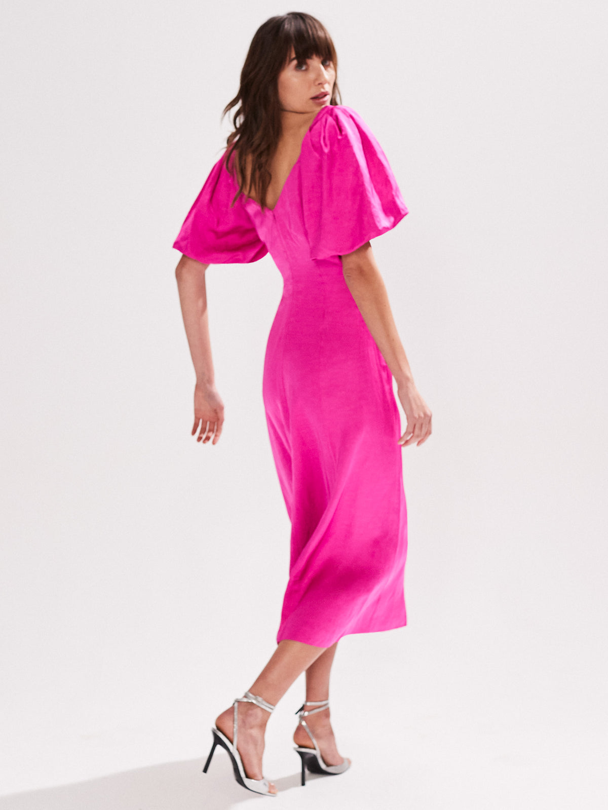 Yasmin Pink Puff Sleeve Dress