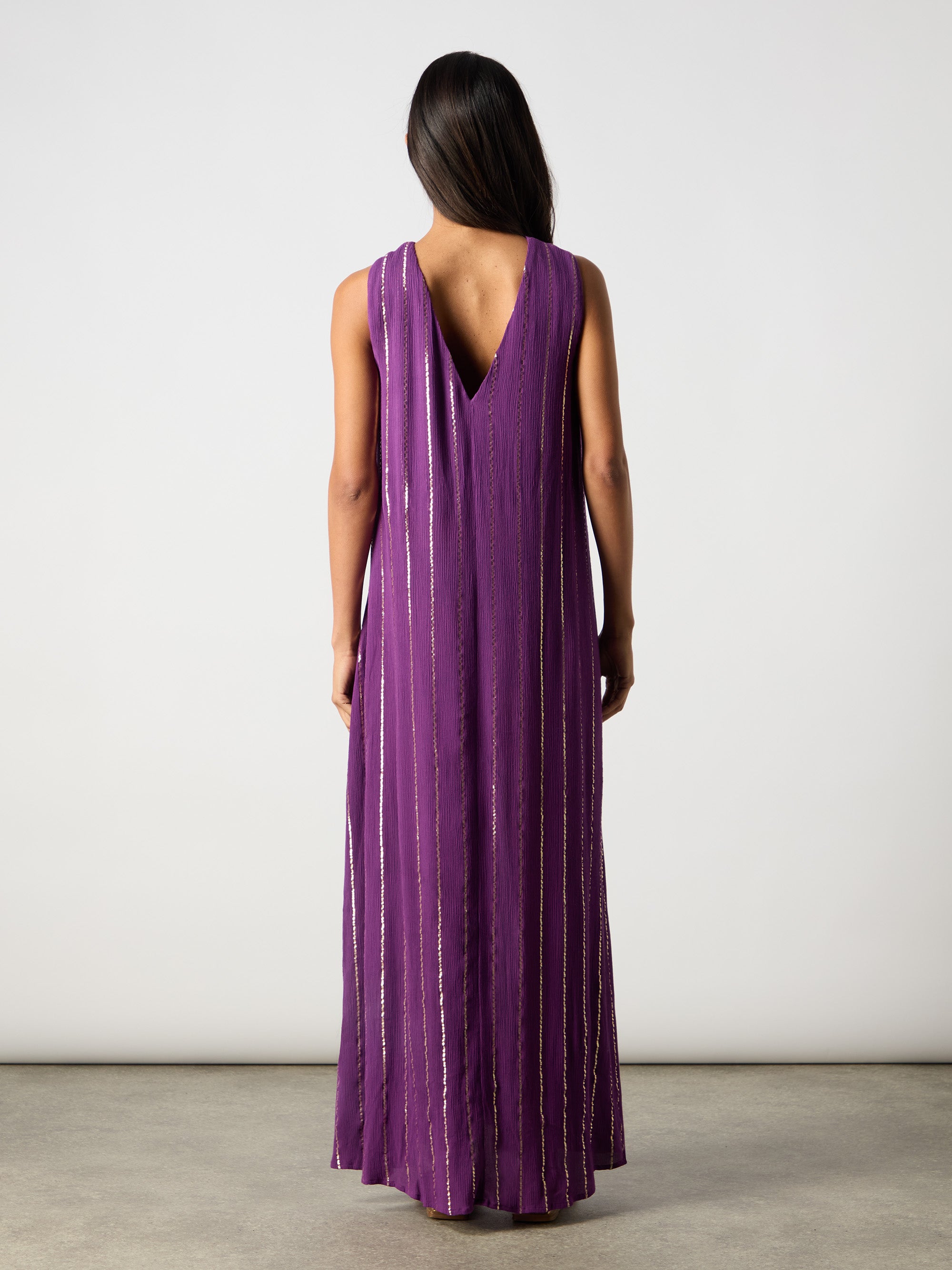 Purple Lurex Twist Neck Maxi Dress – Ro&Zo