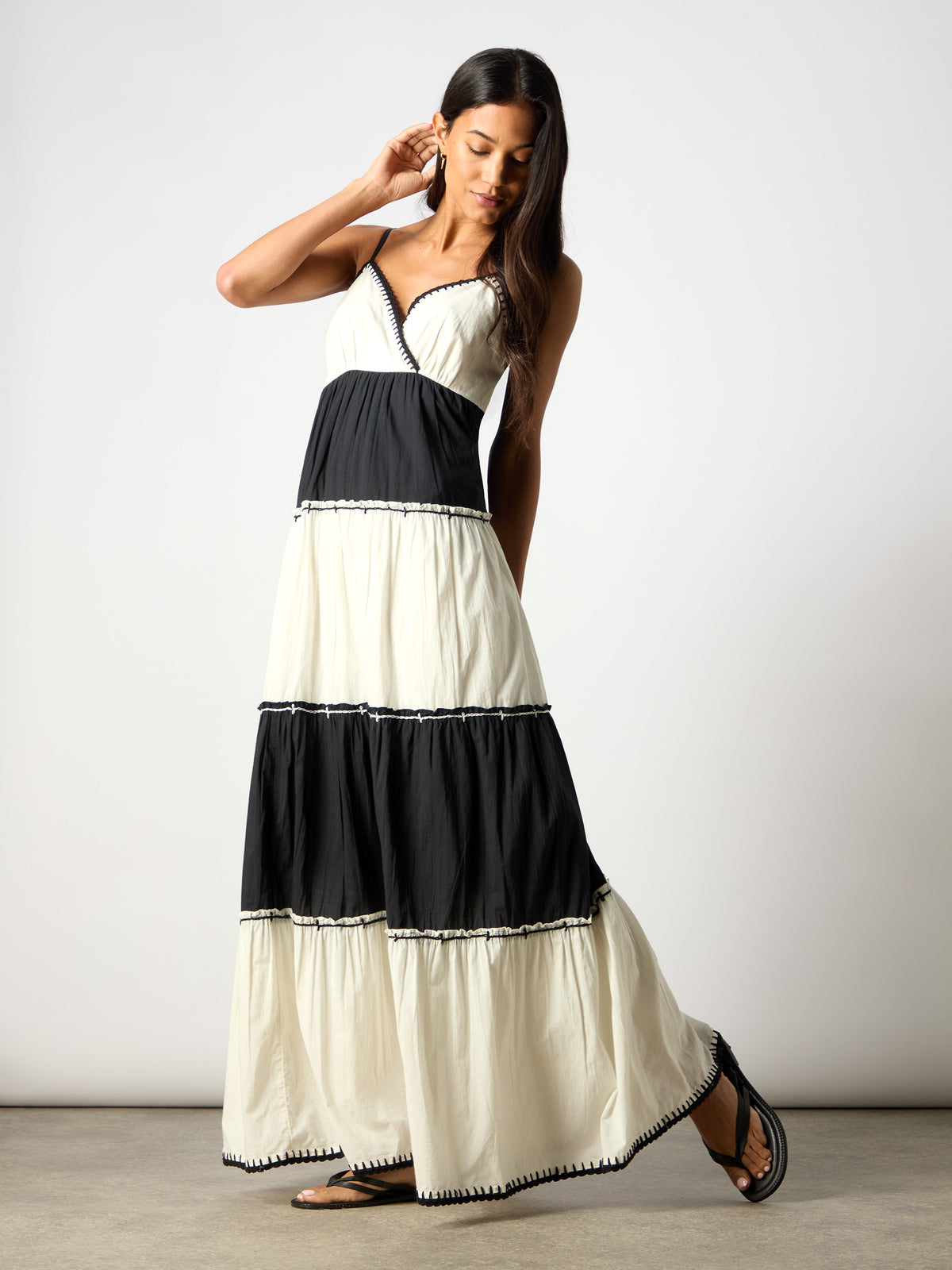 Mono Colourblock V-Neck Maxi Dress