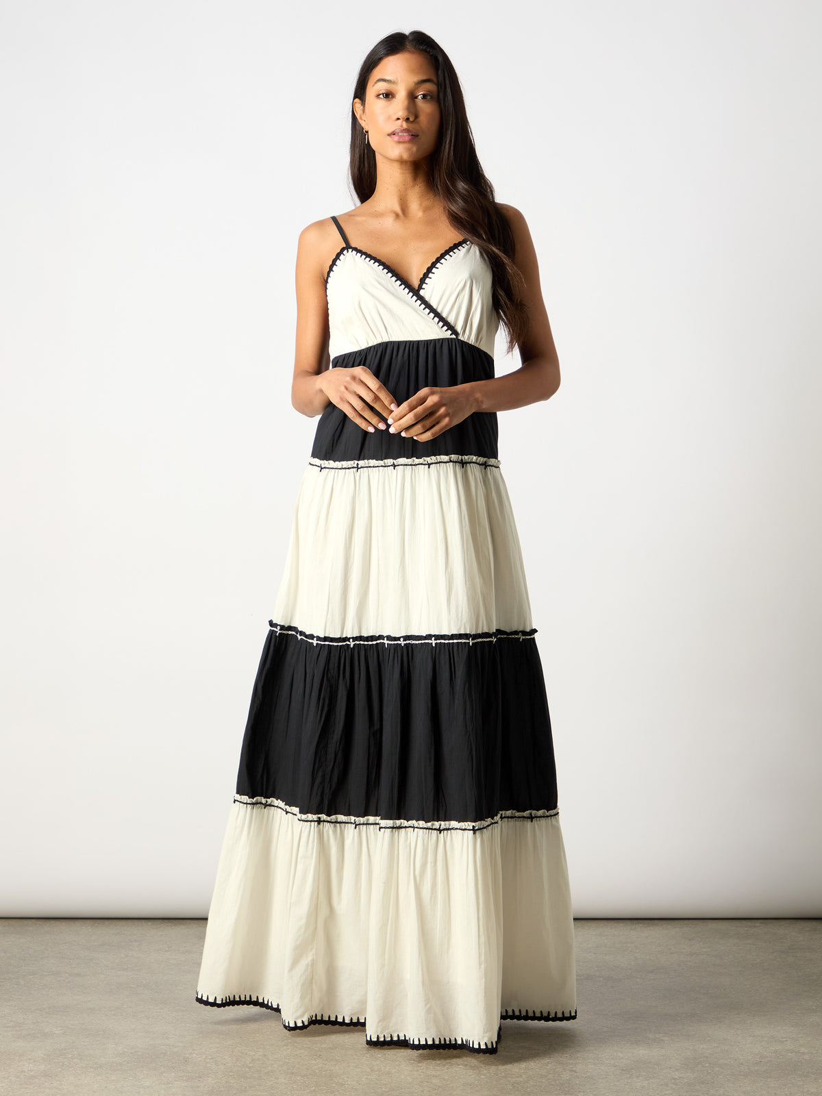 Mono Colourblock V-Neck Maxi Dress