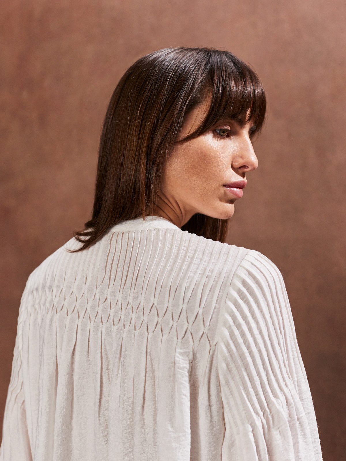 Ivory Smocked Detail Blouse