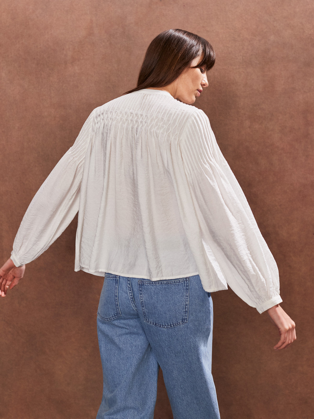 Ivory Smocked Detail Blouse