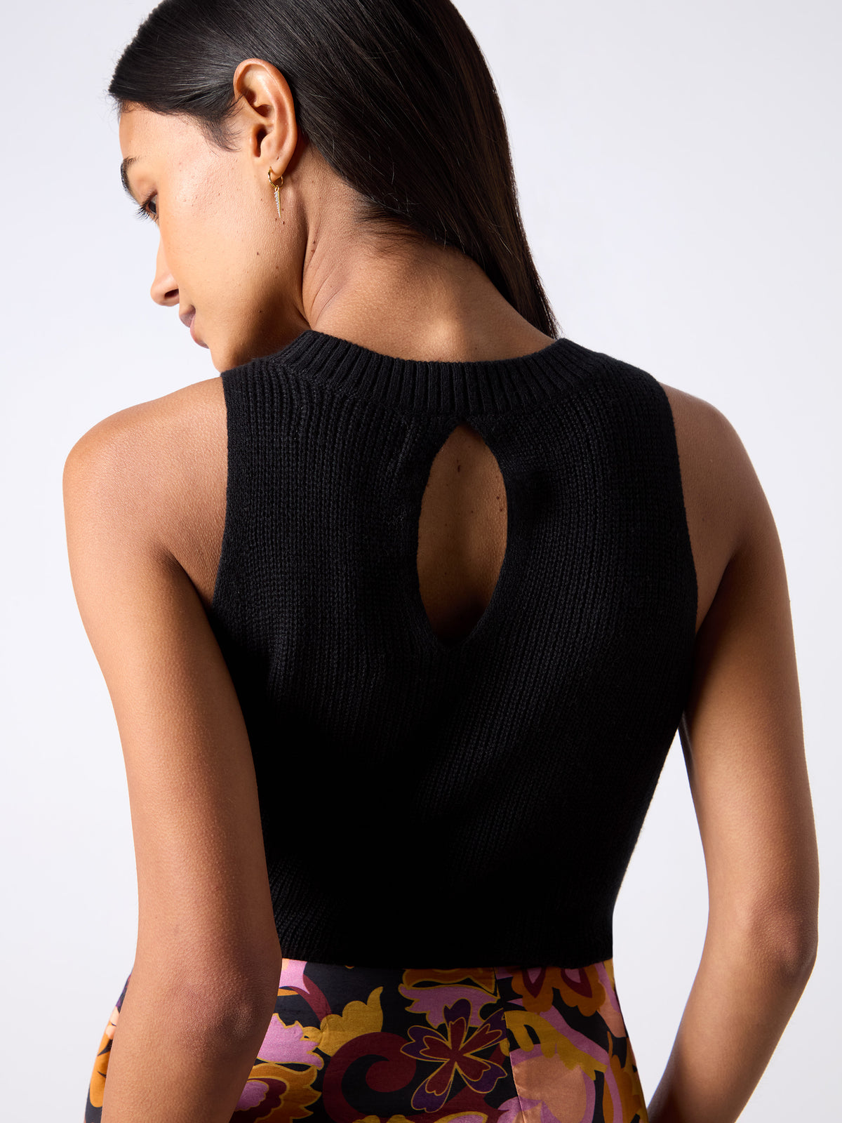 Black Knit Halterneck Top