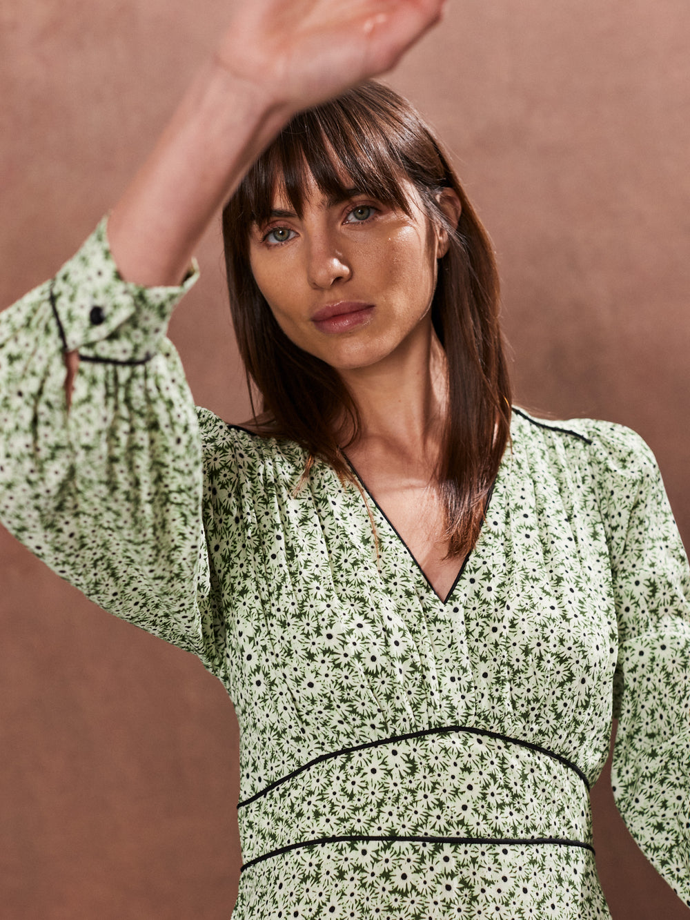 Petite Green Ditsy-Print Midi Dress Ro&Zo Petite Green Ditsy-Print Midi Dress Ro&Zo
