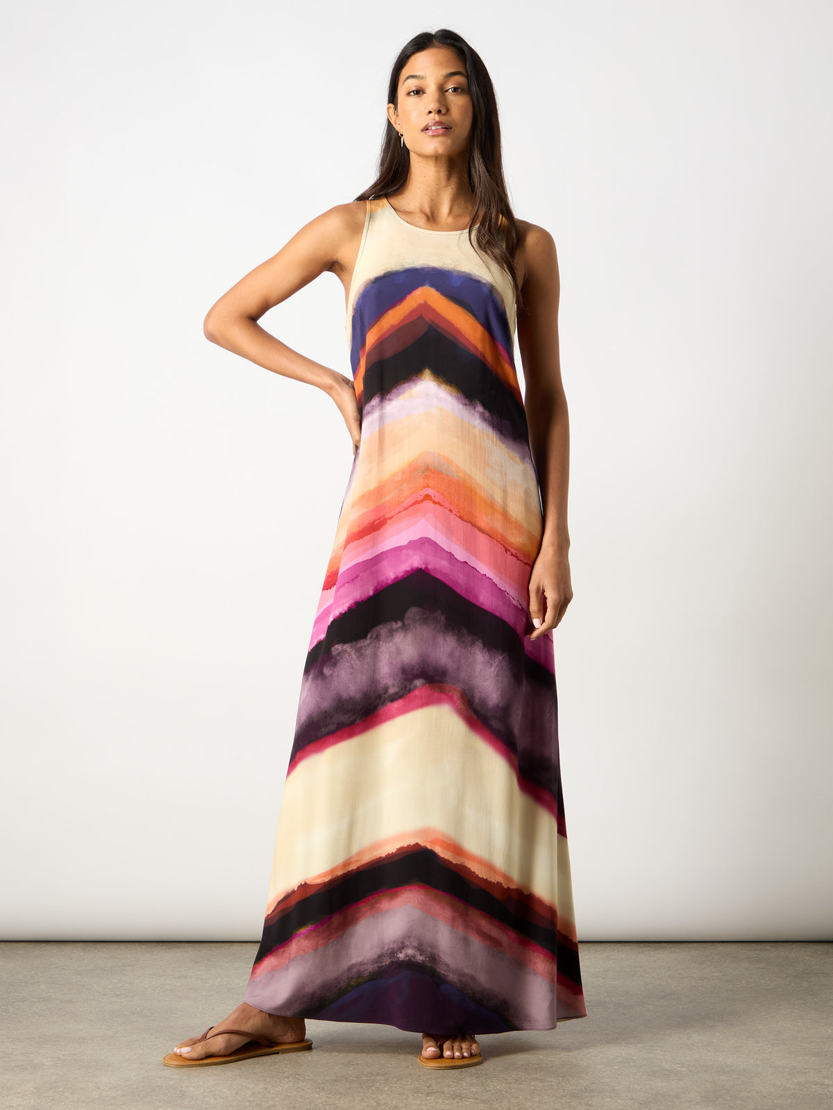 Multi Chevron Stripe Print Dress