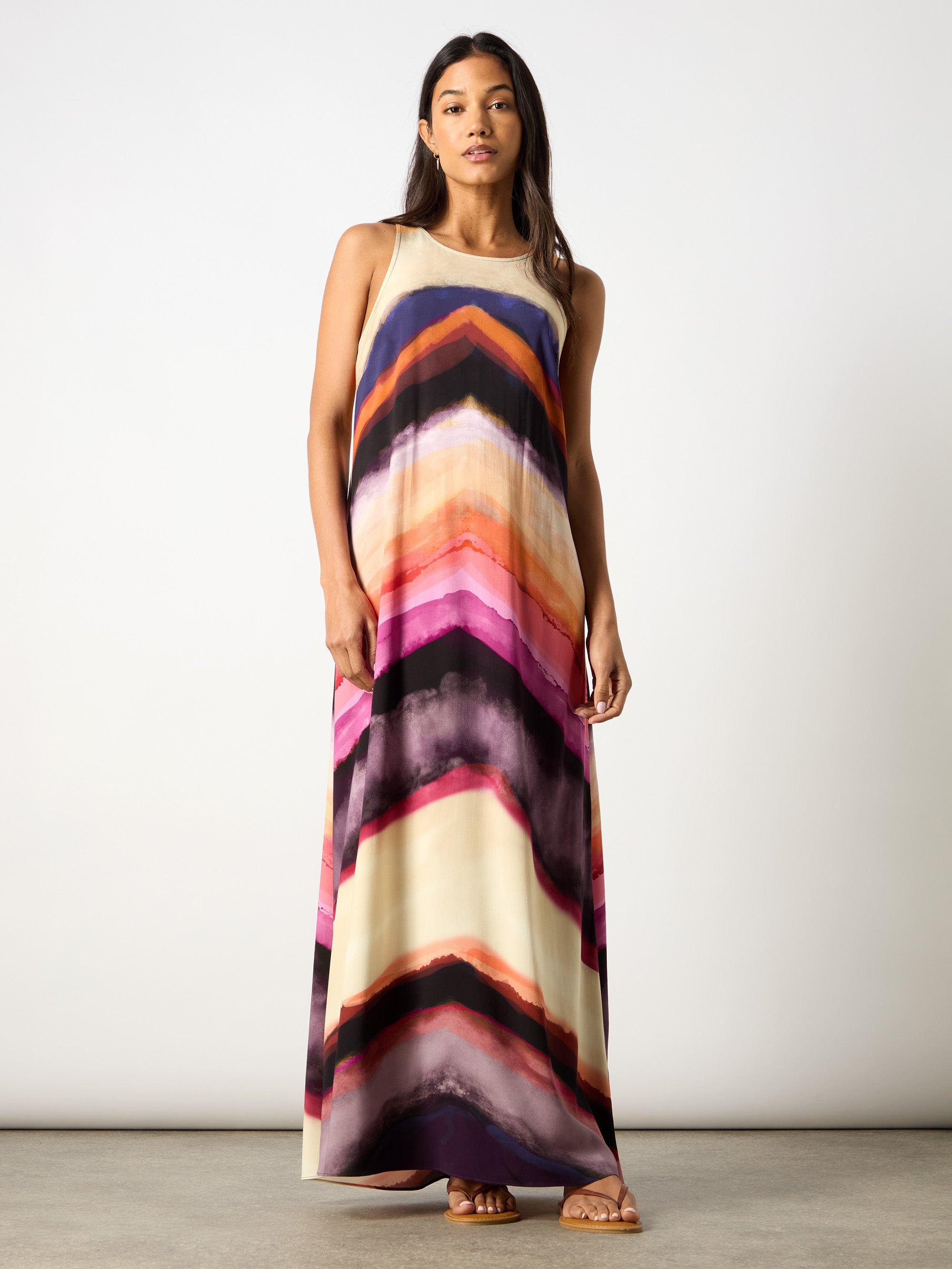Multi Chevron Stripe Print Dress – Ro&Zo