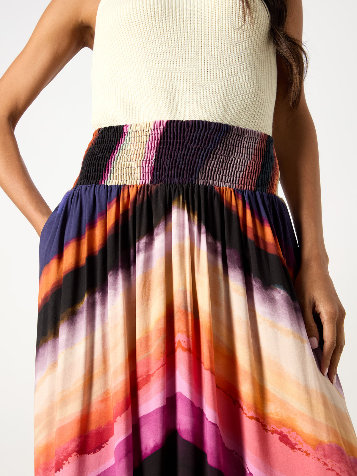 Multi Chevron Stripe Print Skirt