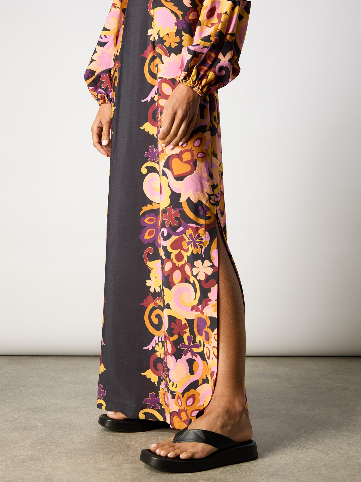 Multi Paisley Print Split Leg Dress