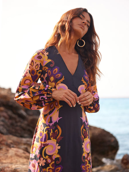 ワンピース VALLO DE NEAR Adeline Dress Brick adeline midi dress // roses *zoco exclusive* – shop zoco