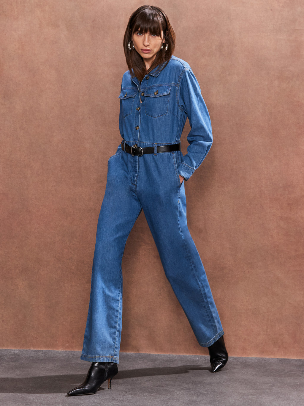 Blue Denim Jumpsuit – Ro&Zo - Main Image