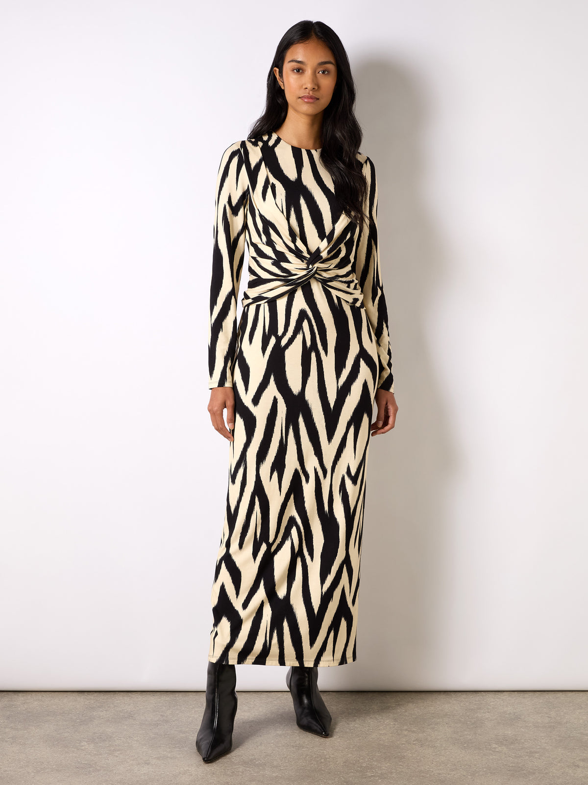 Mono Abstract Print Jersey Twist Detail Dress