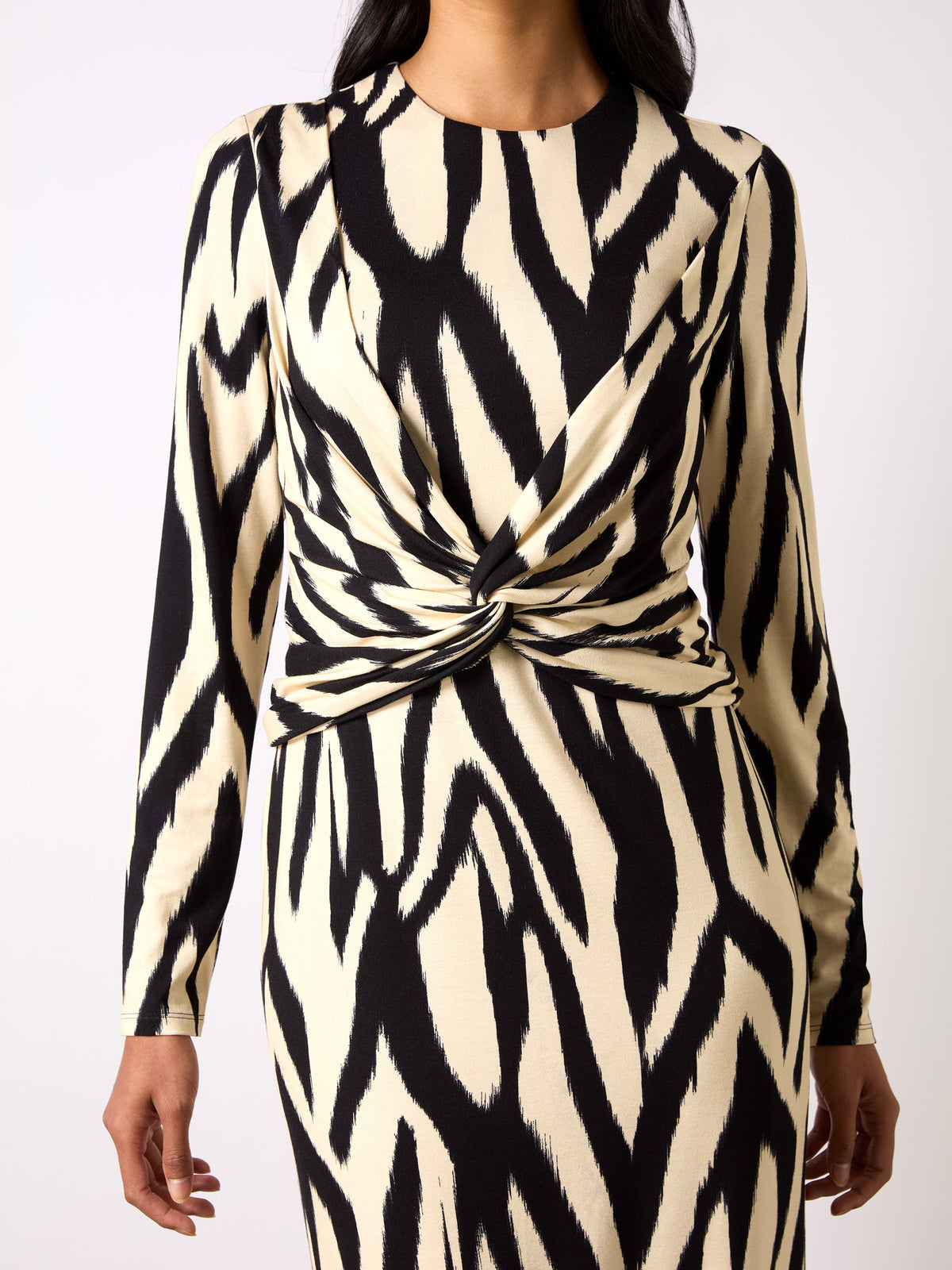 Mono Abstract Print Jersey Twist Detail Dress