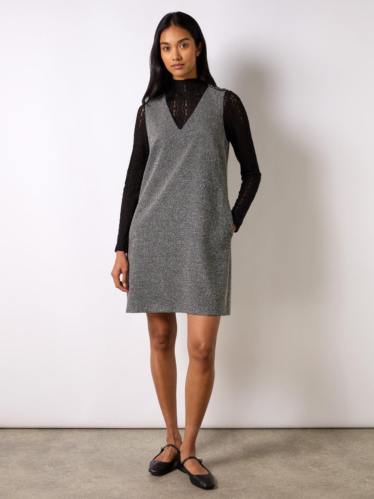 Petite Mono Boucle Mini Dress