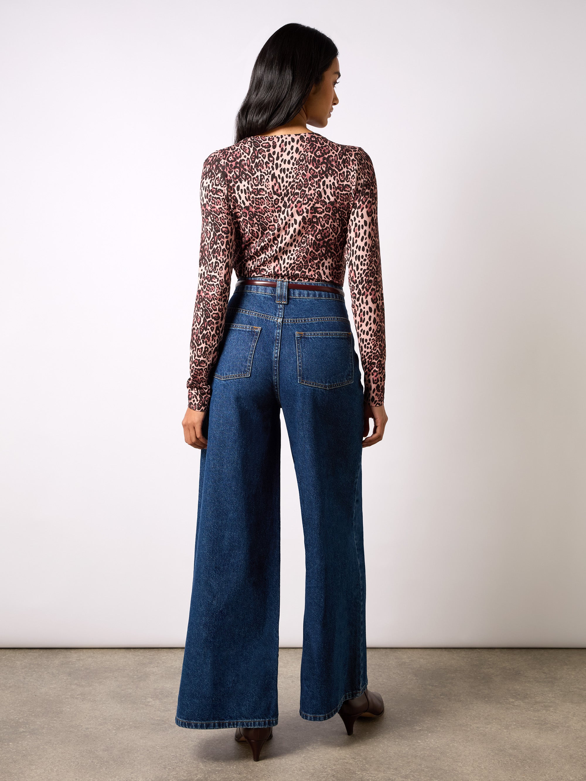 Pink Leopard Print Jersey Drape Front Top – Ro&Zo