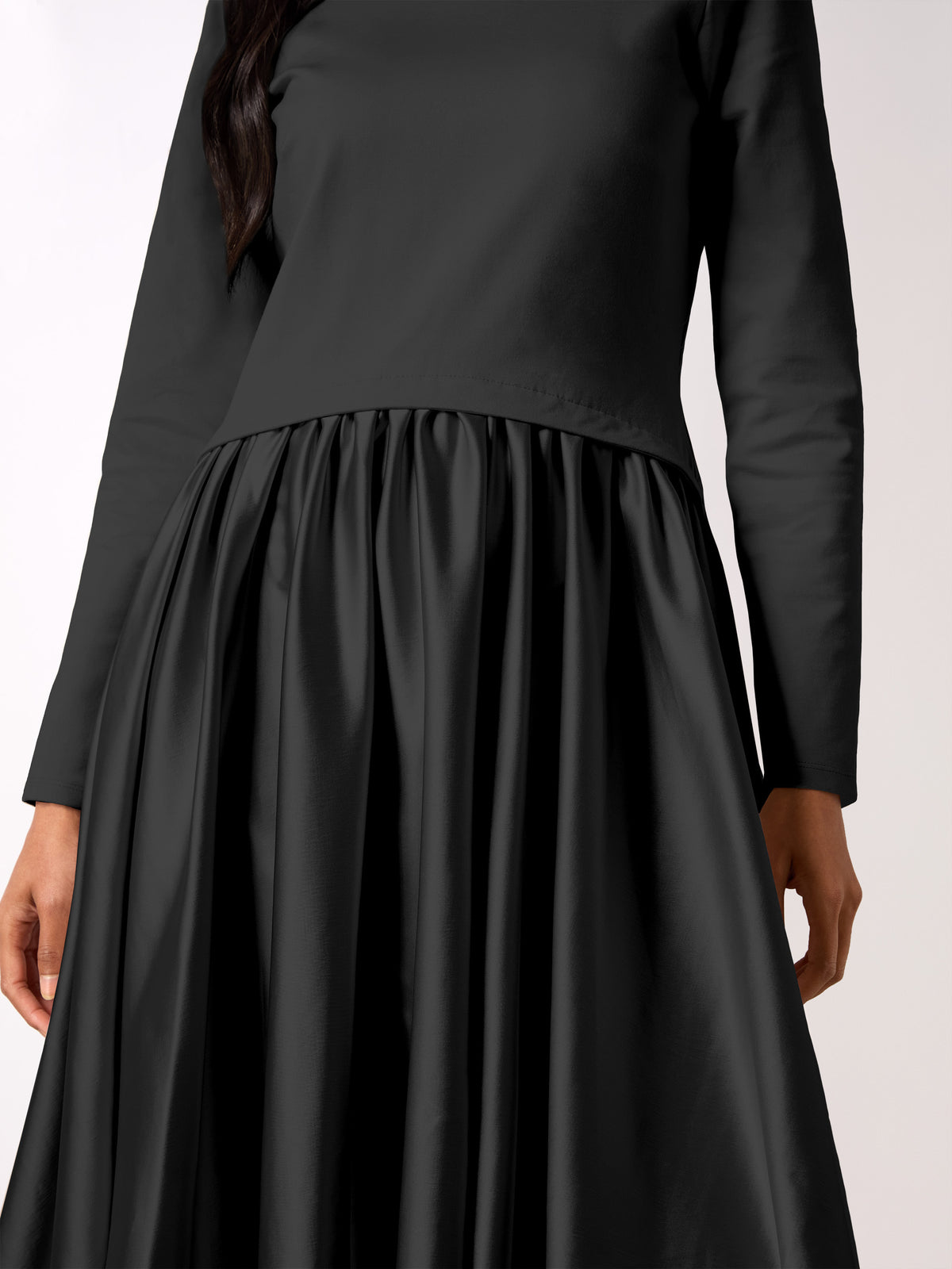 Black Puff Hem Dress