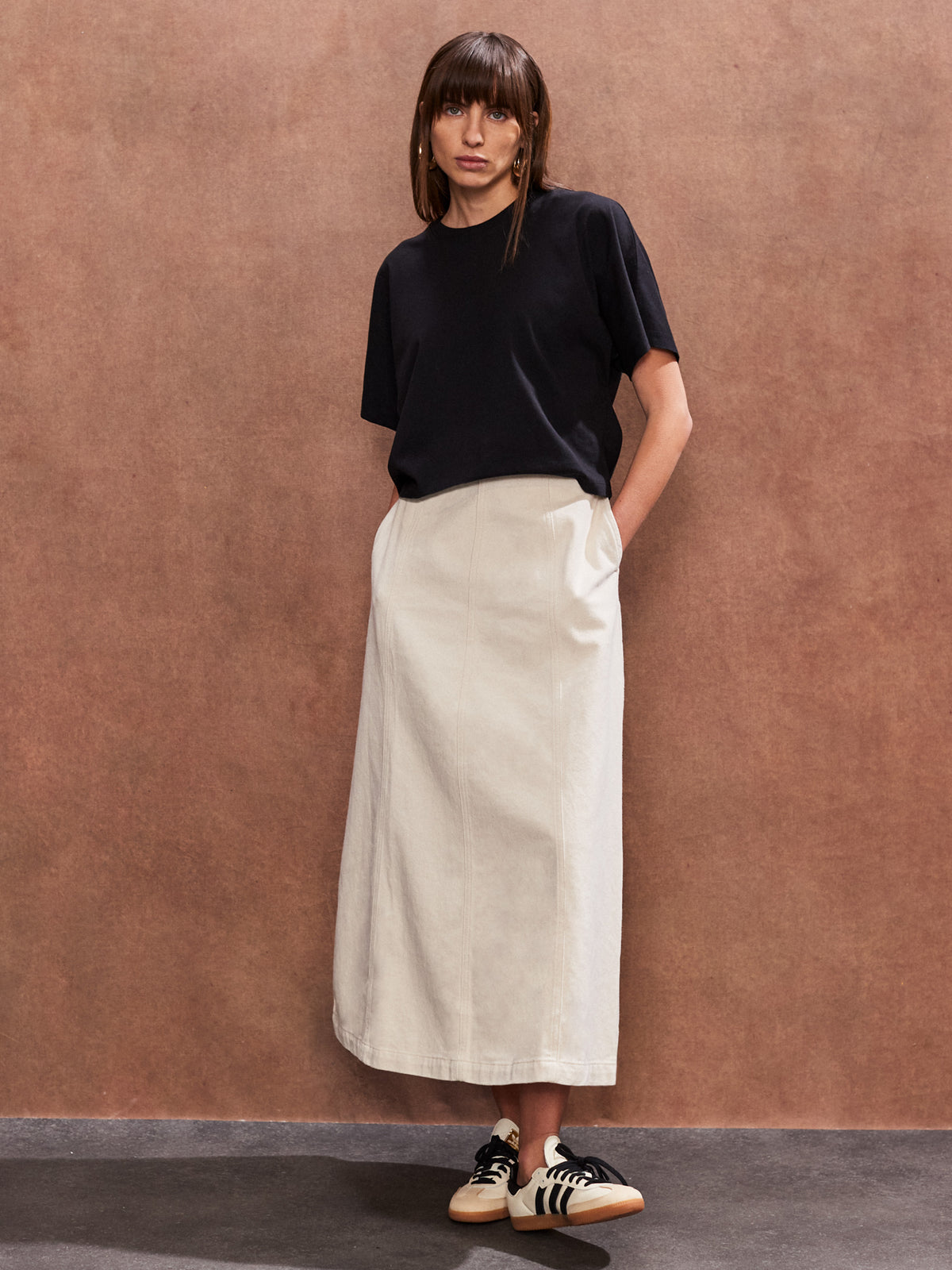 Petite Natural Denim A-Line Skirt