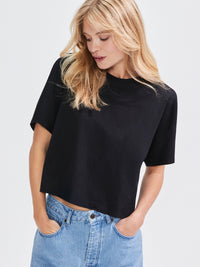 Black Ultimate Pure Cotton Cropped Tee