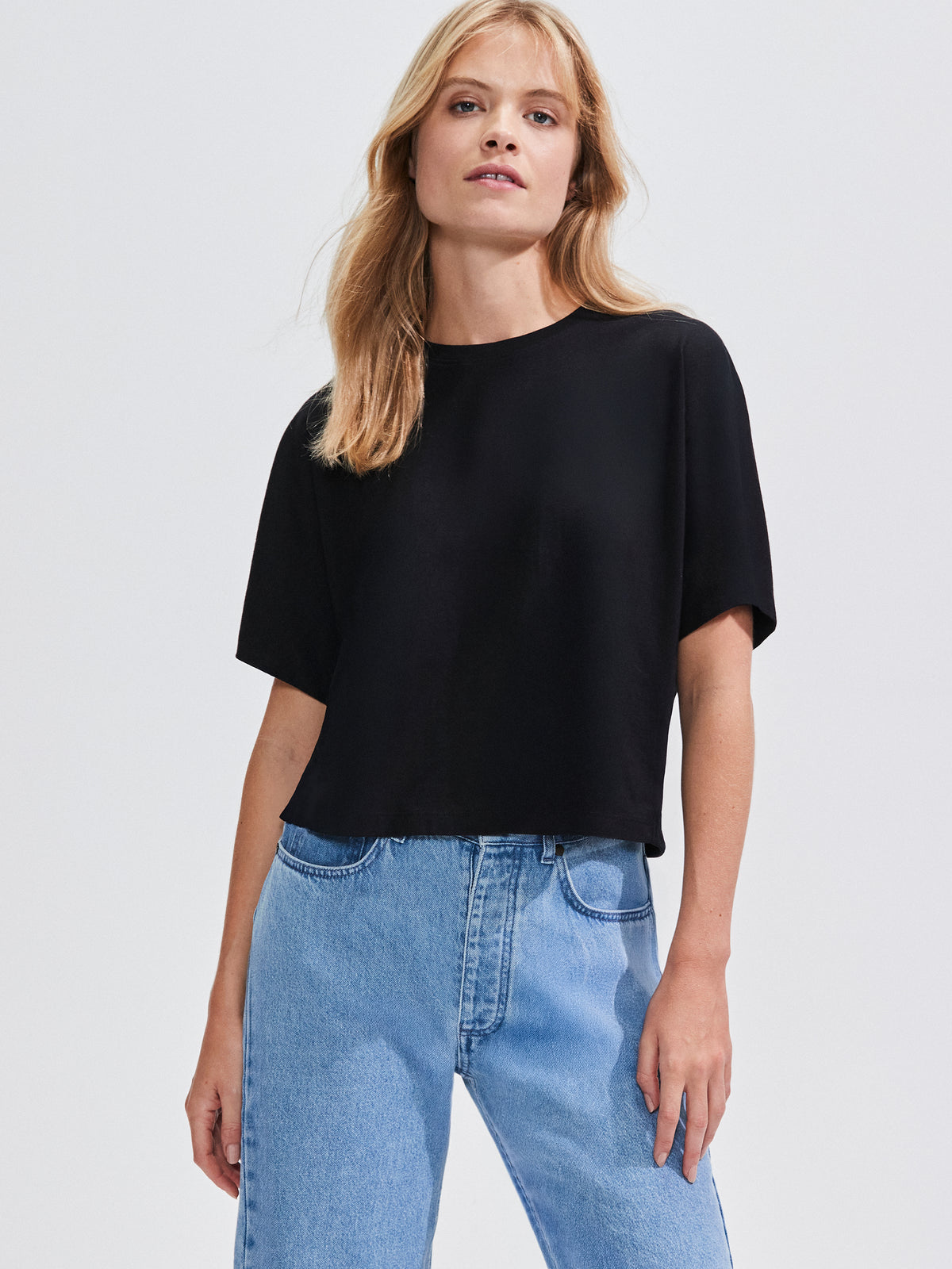 Black Ultimate Pure Cotton Cropped Tee