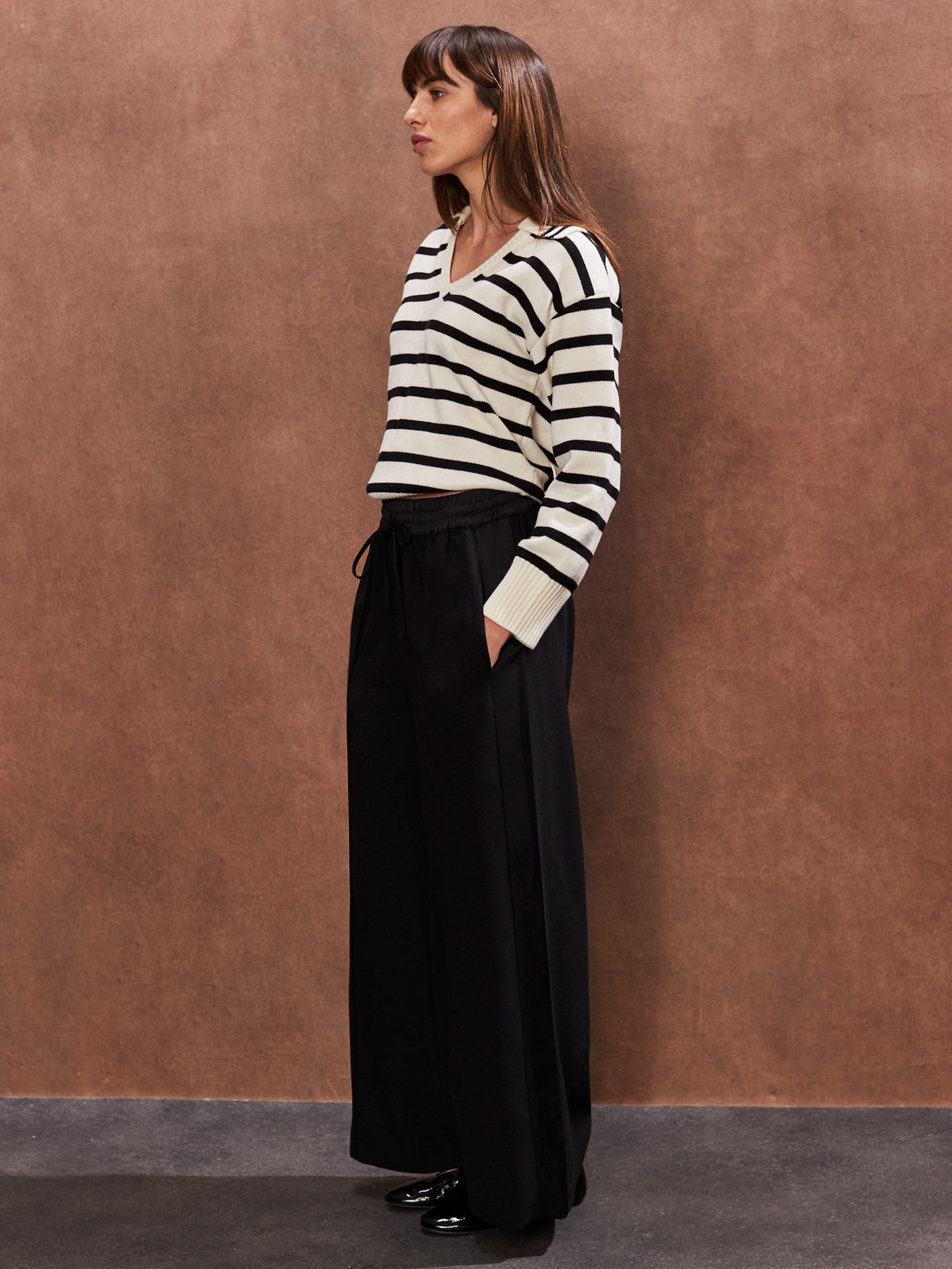 Black Satin Side Stripe Trousers