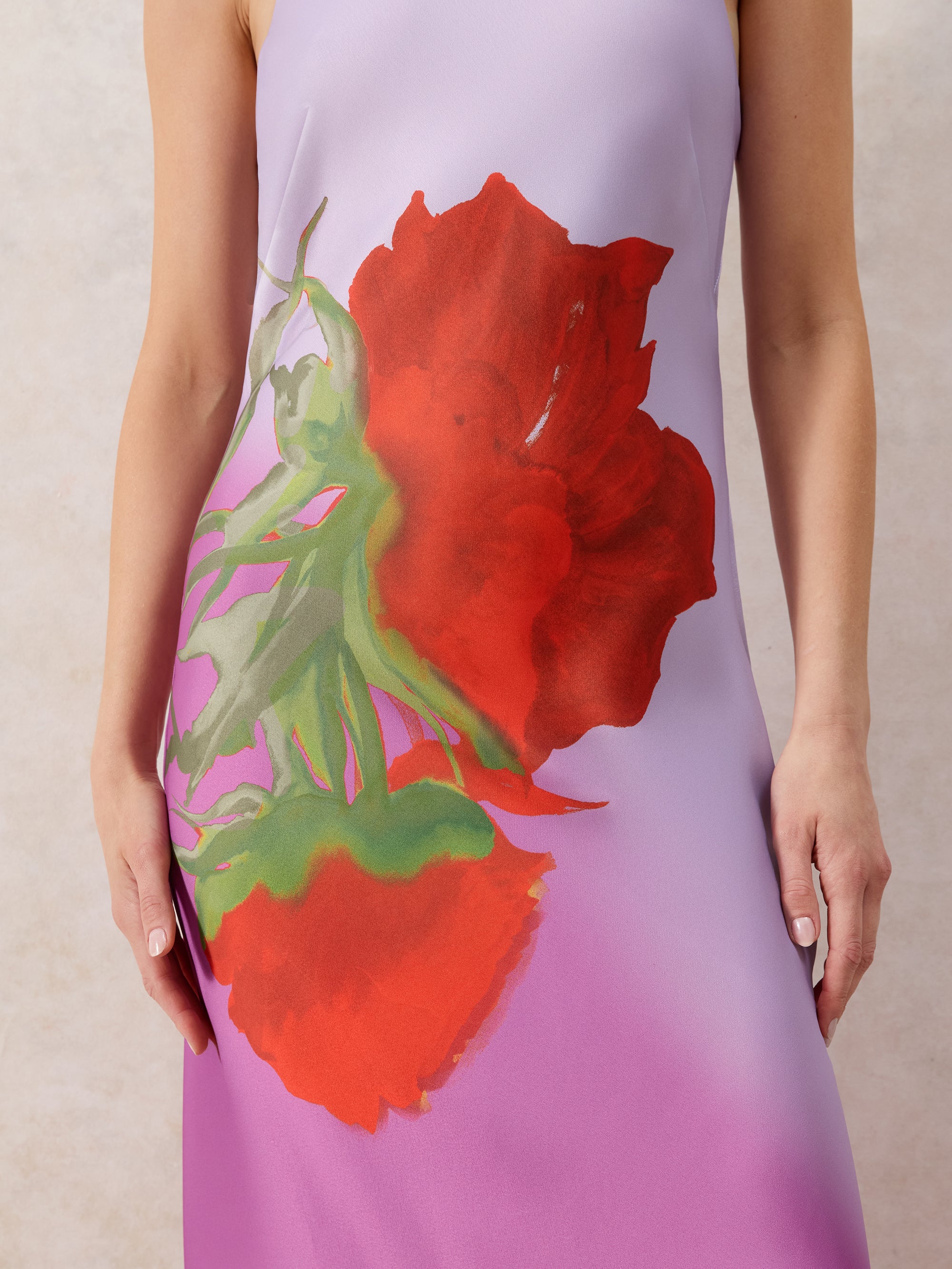 Margot Pink Rose-Print Halter-Neck Dress – Ro&Zo