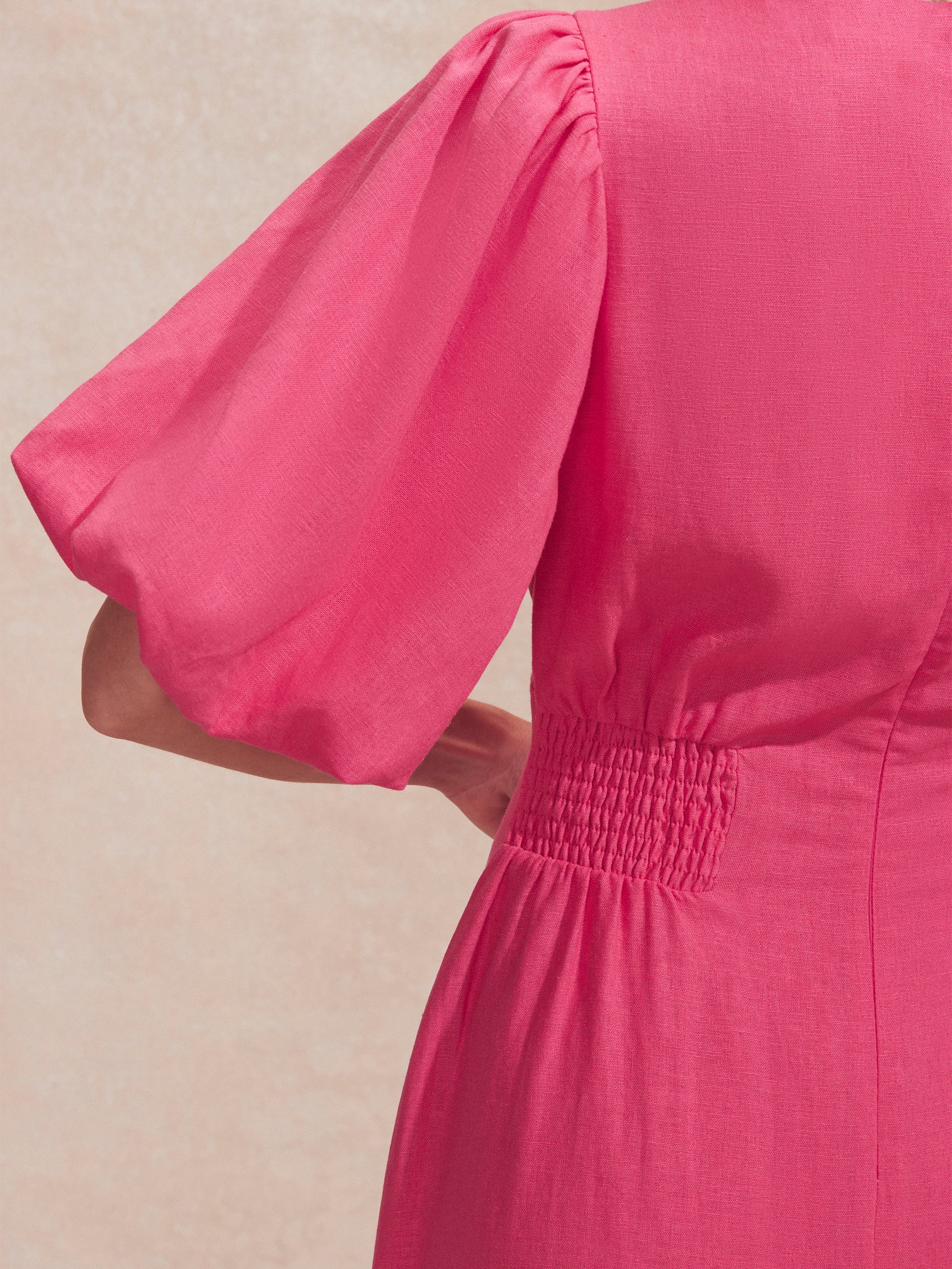 Petite Pink Pleat Detail Linen Blend Dress – Ro&Zo