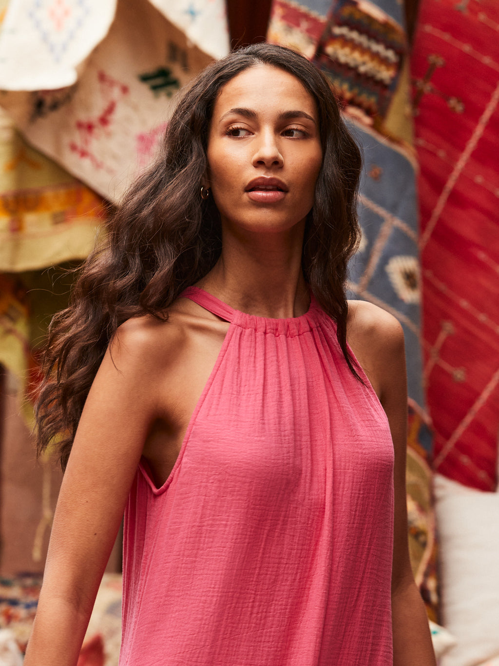 Petite Broderie Hem Cheesecloth Maxi Dress