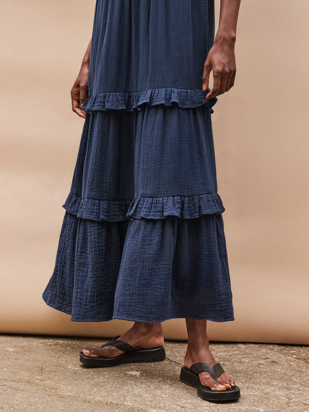 Petite V Neck Cheesecloth Midaxi Dress