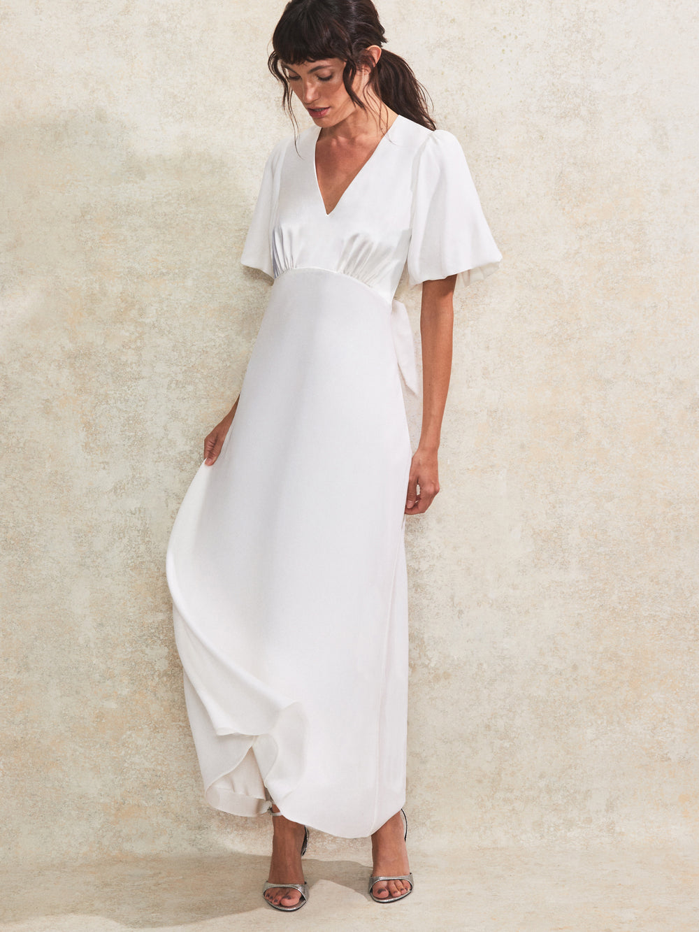White Bias-Cut Tie-Back Maxi Dress – Ro&Zo
