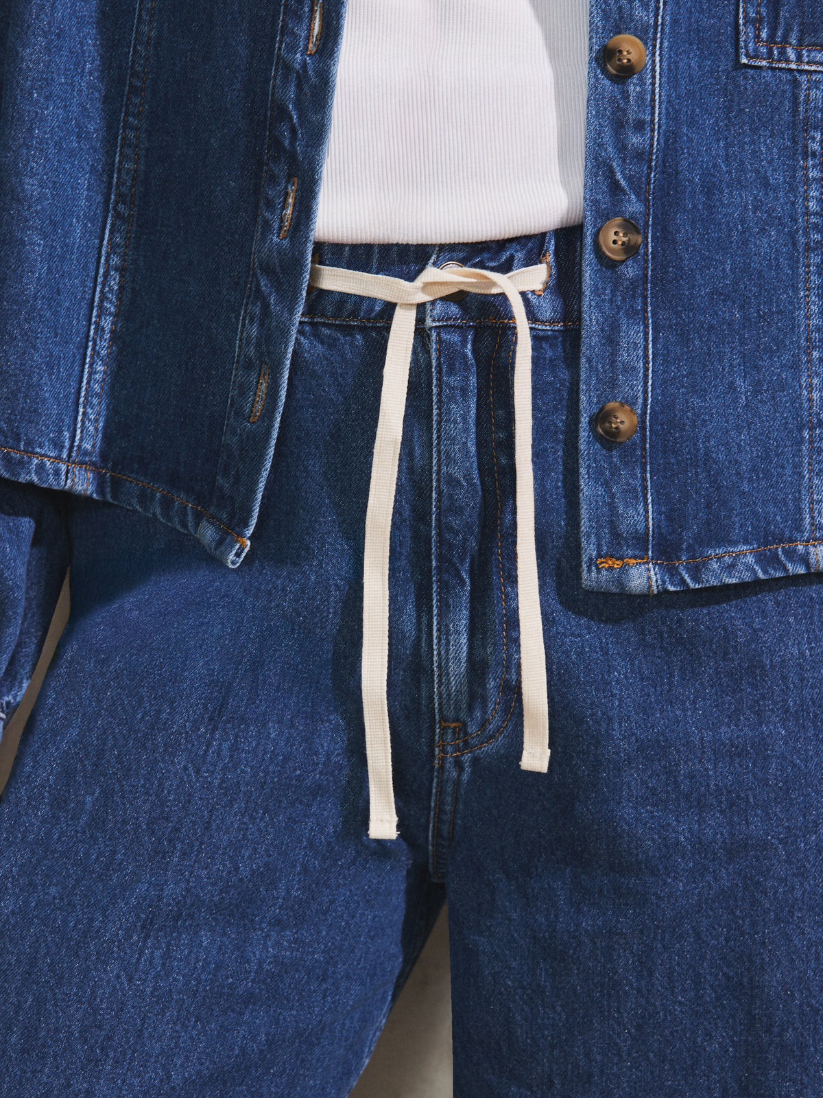 Petite Blue Drawstring-Waist Jeans