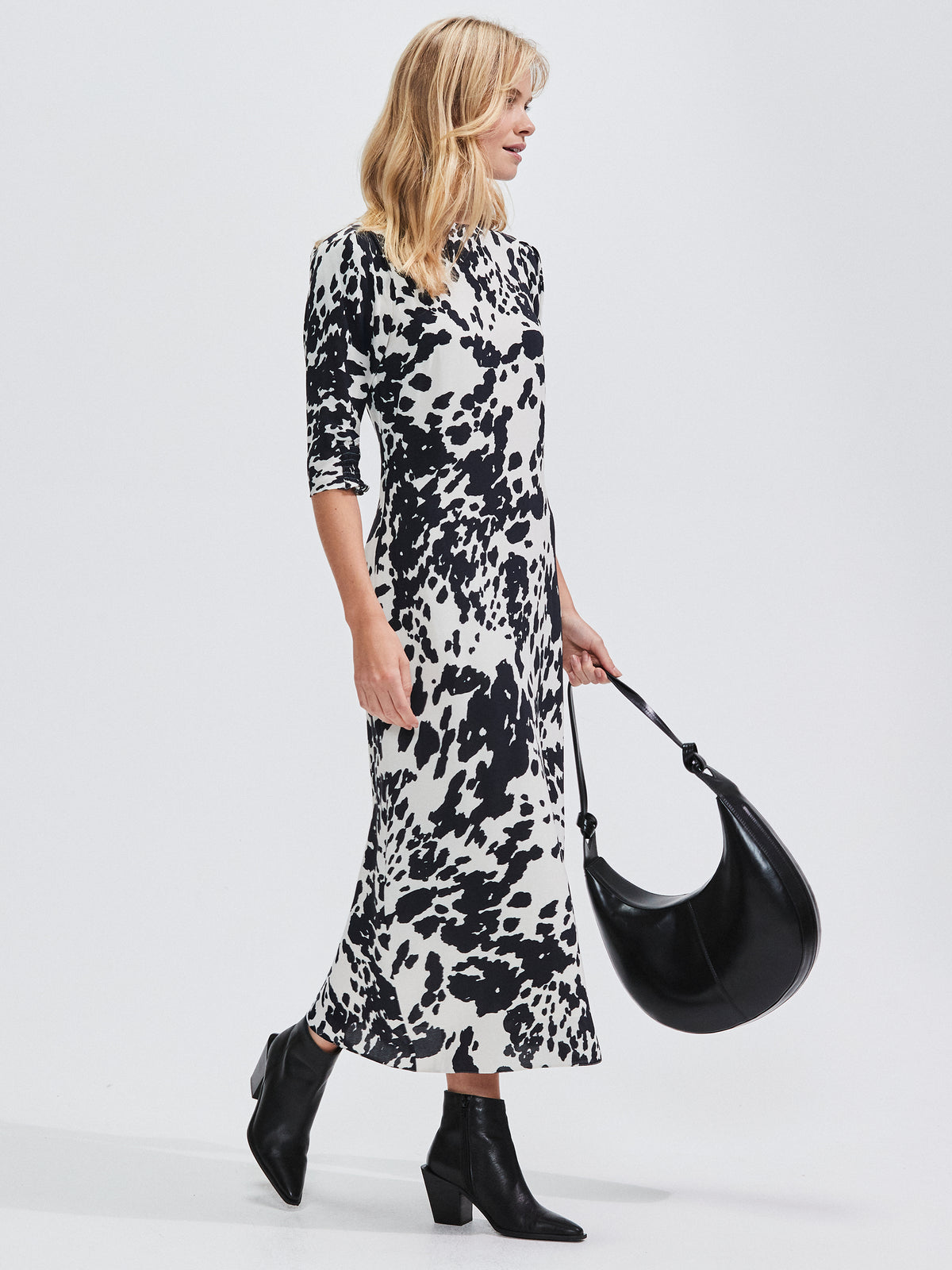 Mono Animal Print Midi Dress