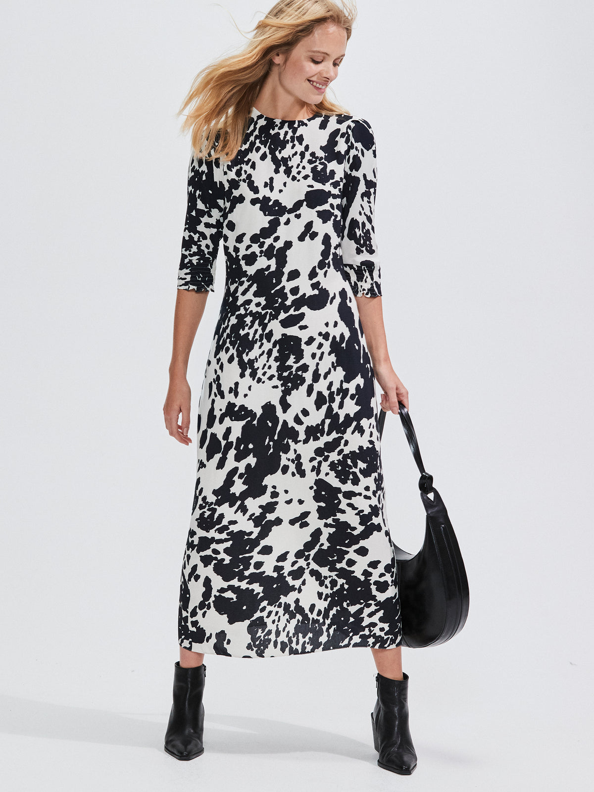 Mono Animal Print Midi Dress