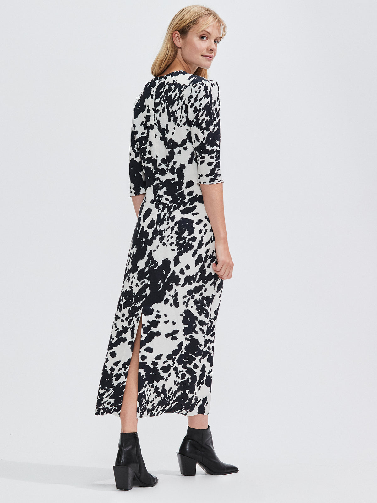 Mono Animal Print Midi Dress