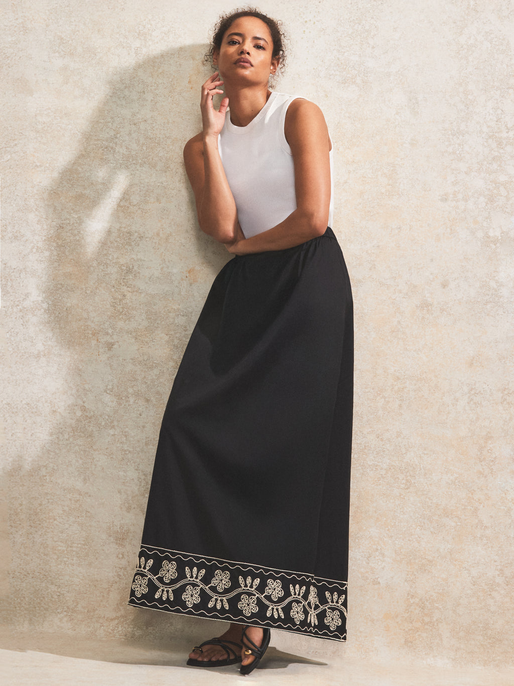 Embroidered Maxi Skirt