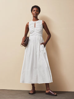 Example: Cotton Voile Keyhole Front Midi Dress