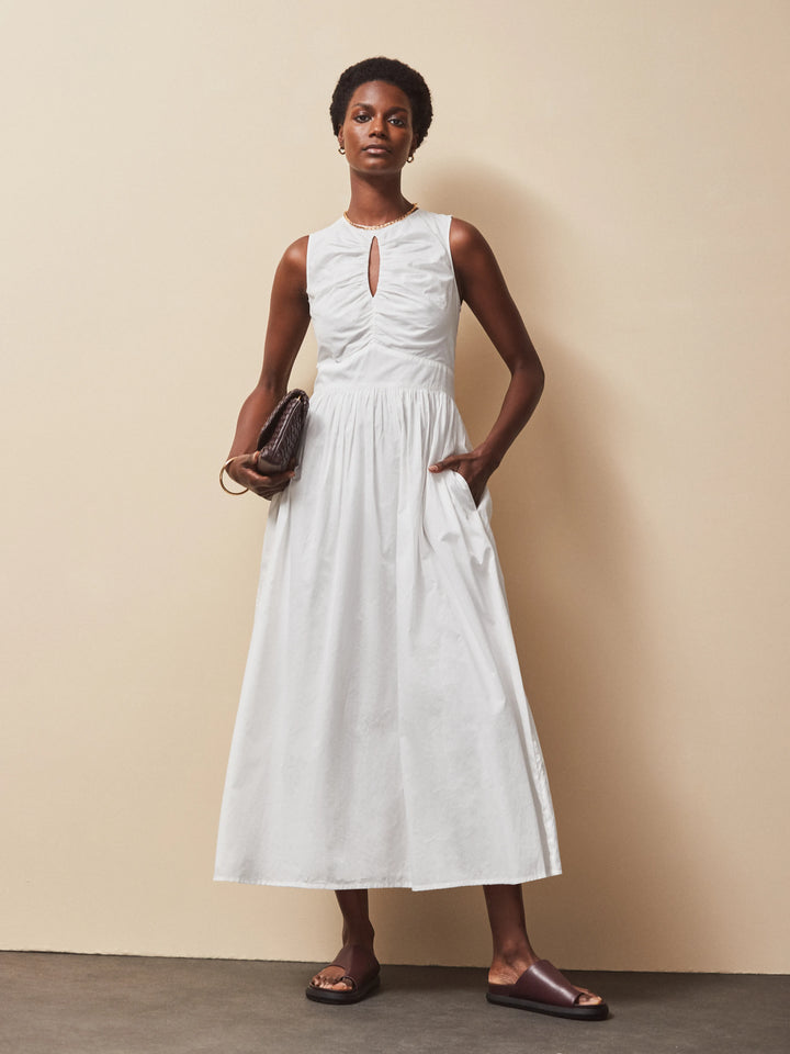 Example: Cotton Voile Keyhole Front Midi Dress