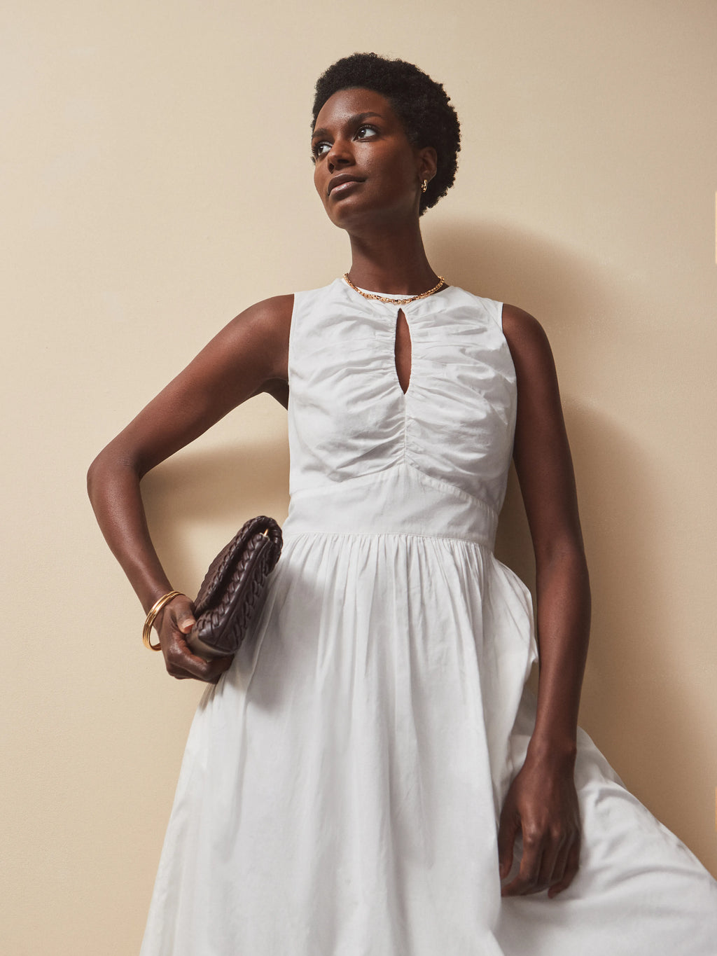 Petite Cotton Voile Keyhole Front Midi Dress
