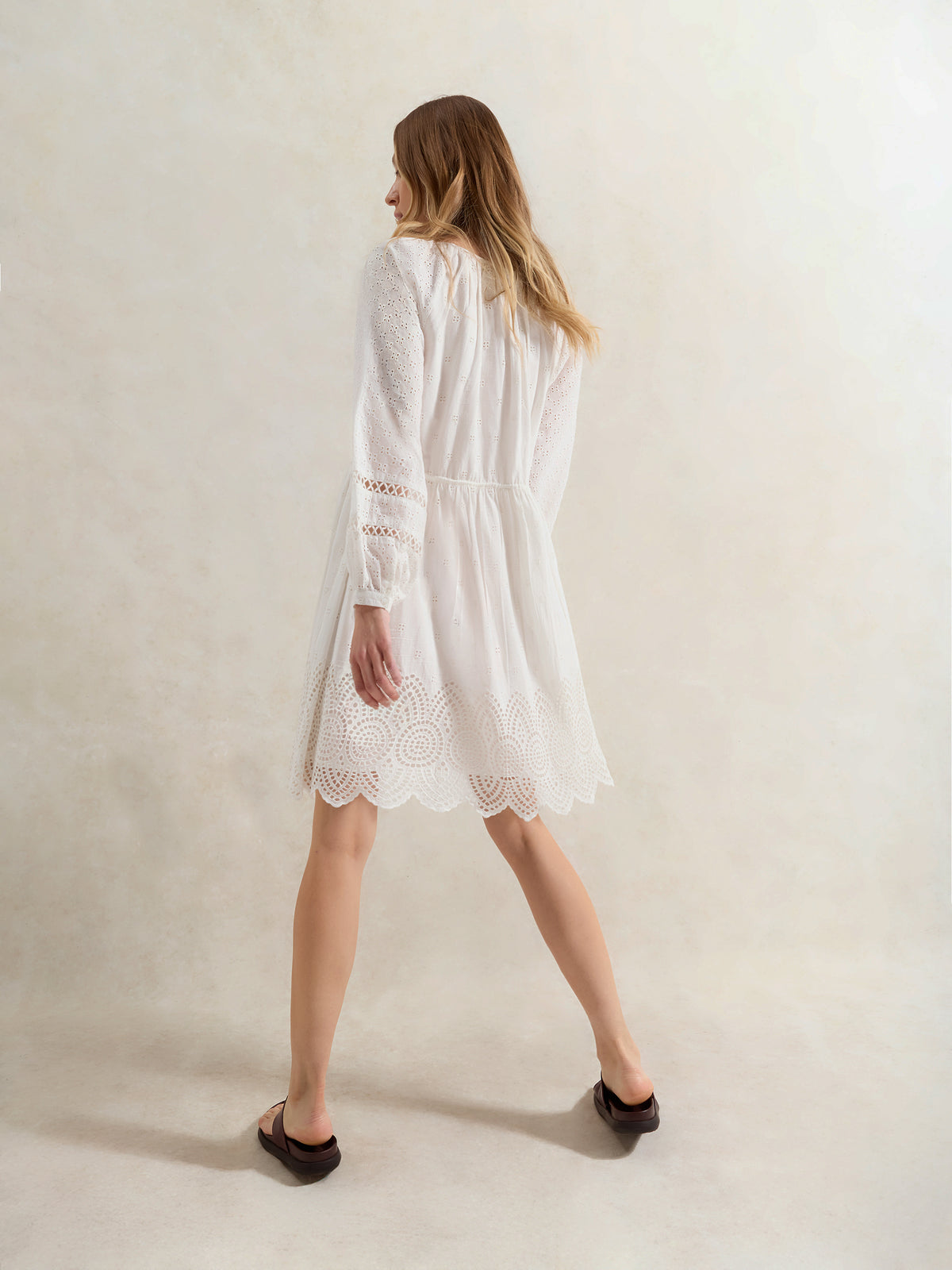 Ivory Mix Broderie Smock Dress