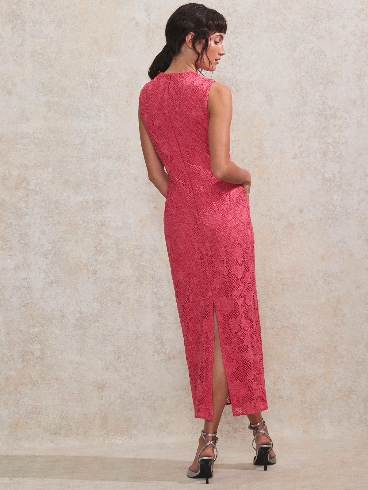 Pink Lace Column Dress
