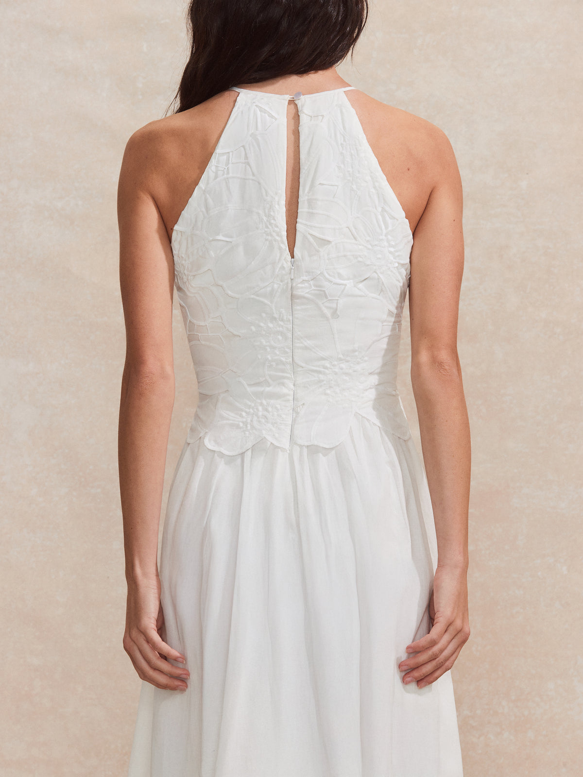 Marina White Floral Cutwork Dress