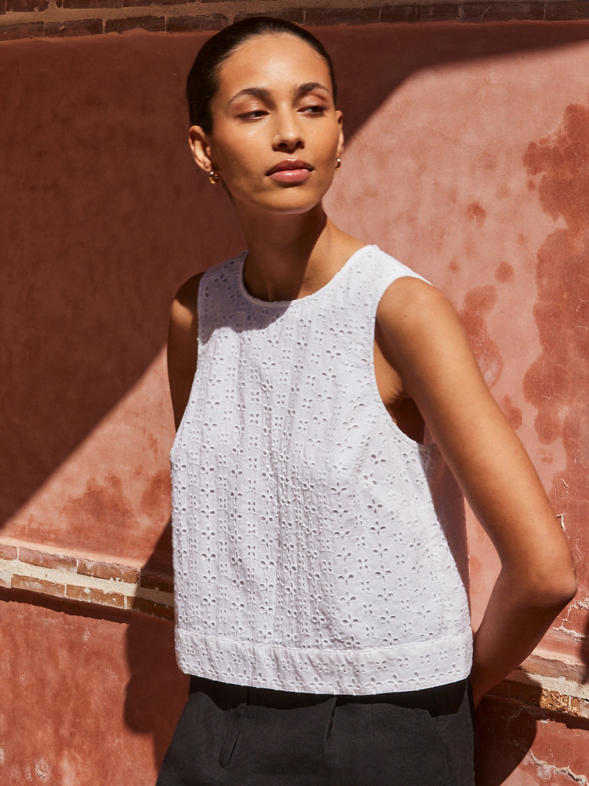Ivory Broderie Anglaise Cotton Top